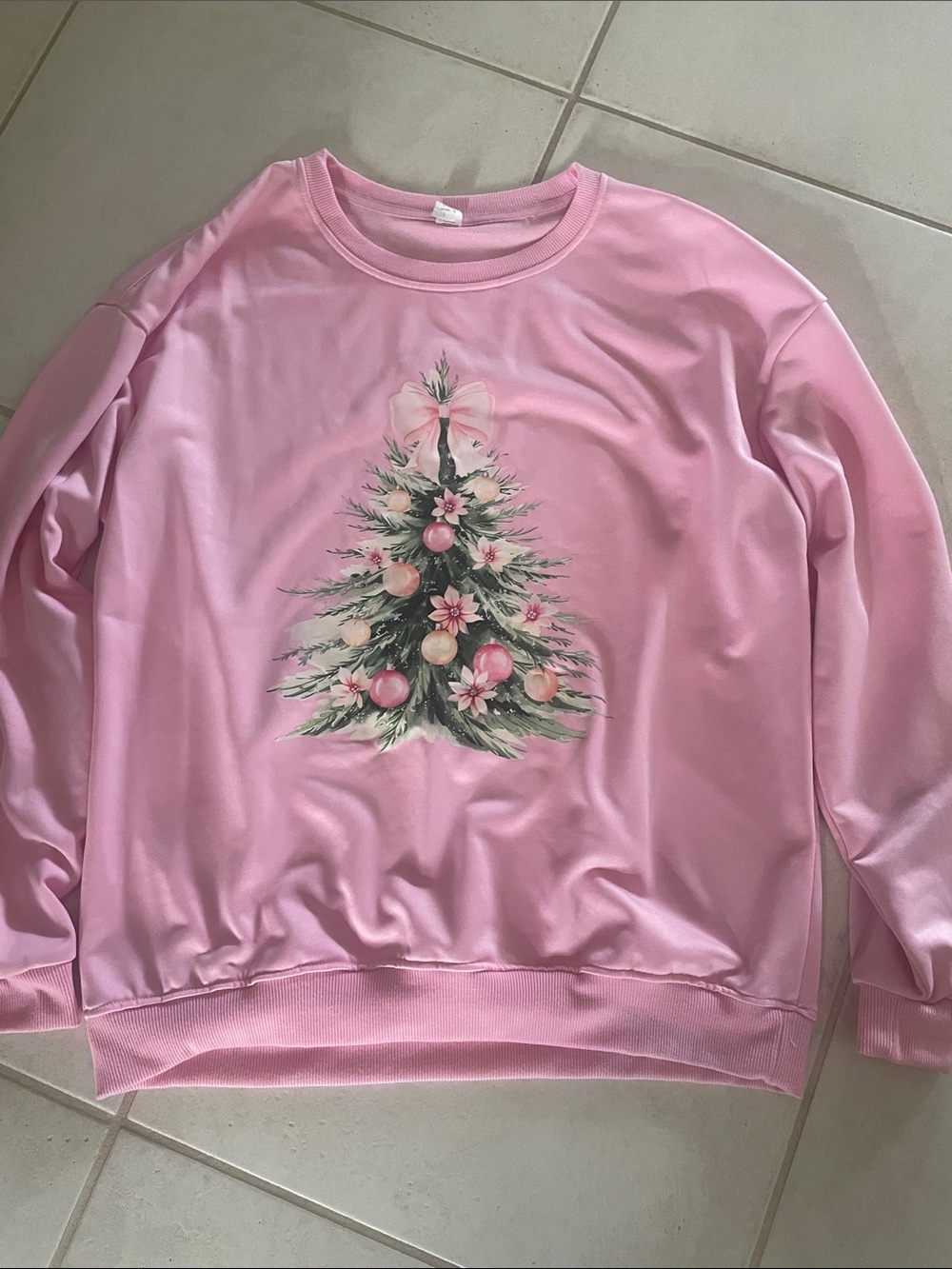 Women's Pink Holiday Tree Crewneck Sweatshirt